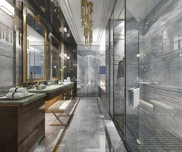 灯卫生间3d提供现代厕所配有豪华瓷砖装饰美丽的下沉高清图片素材