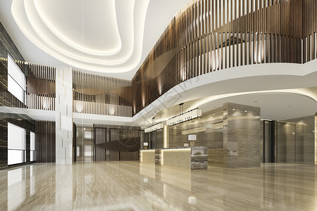 沙发软垫墙3D提供豪华酒店前厅入口和有楼梯的休息室餐厅图片