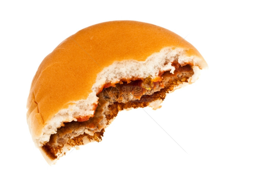 面包棕色的卷心菜白背景中孤立的位元三明治图片