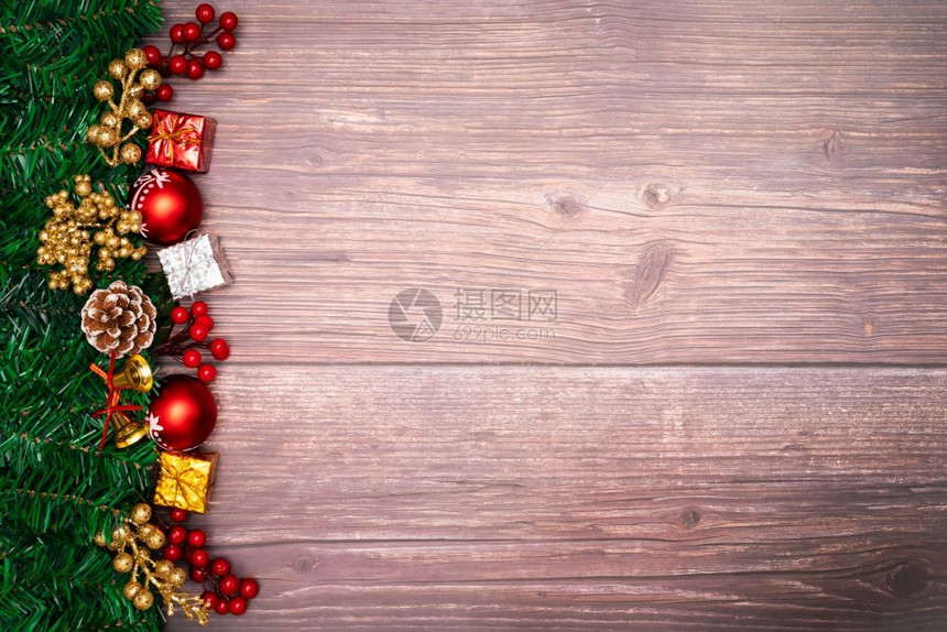 装饰品详细的花圈圣诞季节背景和新一年的木本快乐图片