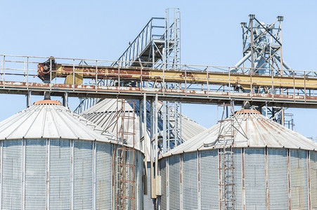 乡村的谷物储存设施粮仓和干燥塔商业的技术图片