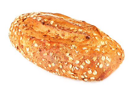 全麦片棕色的带燕和坚果全谷物面包在白色背景上与世隔绝图片