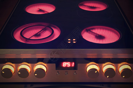 电炸炉炙烤陶瓷制品对流厨房内的电陶瓷炉背景