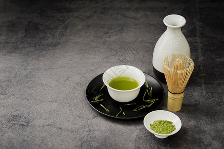 京都抹茶甜的文化高角相匹配a茶杯盘丰富多彩的背景