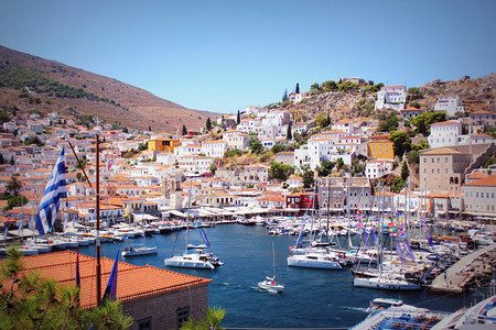 希腊海德拉岛主要港希腊海德拉岛的主要港口海龙岛风景假期地中海图片
