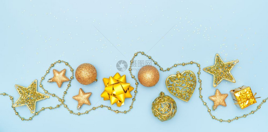女士幸运的生日圣诞节或结婚仪式的礼物盒或带金星和蓝底彩球的现装箱用于生日圣诞节或婚礼快乐的图片