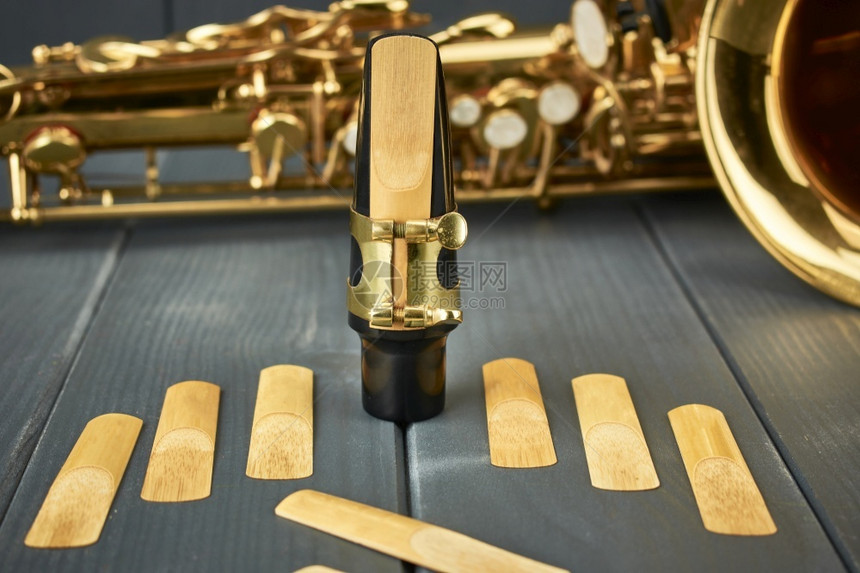 男高音器乐的装在萨克斯耳口腔器一套替代簧片和底部仪器上的Reed玩图片