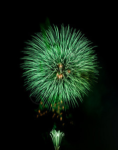 午夜新年节的绿色烟花派对新的丰富多彩图片素材