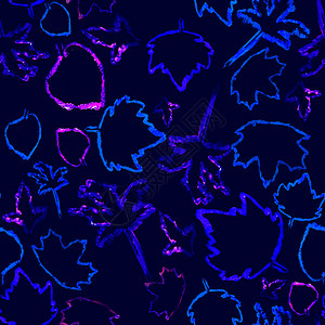 散尾叶蓝色的放无缝模式蓝色叶子以紫底背景的蓝叶双影带为无缝模式蓝色叶子以圆尾片为固定模式轮廓设计图片