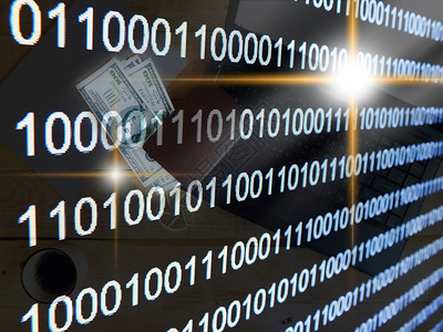 高科技计算机屏幕01号背景数字层影响许多钞票和投资的数字据光效应1号散景数字的背景图片
