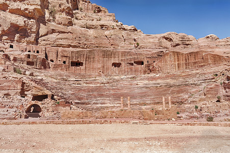 历史在古城佩特拉的和地中从沙石悬崖上雕刻了一块大小麦片约旦城市背景图片
