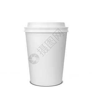塑料纸盒便携的单身一次空白纸咖啡杯模拟了白色背景上孤立的三维插图设计图片
