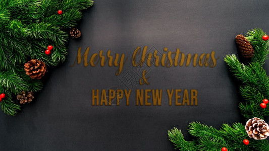装饰银圣诞松树黑色背景的xma装饰品圣诞节图片