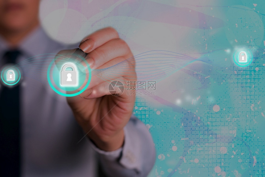 虚拟的用于Web数据信息安全应用系统的图形挂锁最新数字技术保护据挂锁安全在虚拟显示器上的商人带锁以确保安全应用程序无线的图片