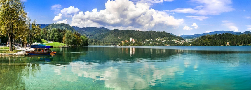 岛欧洲最美的湖泊之一斯洛文尼亚的图片布列德Bled浪漫的全景图片