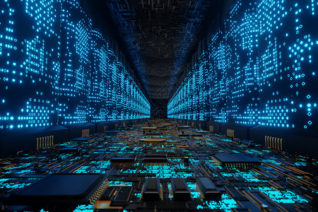 力量商业未来外星超级计算机连接网络数据中心3d已建立云图片