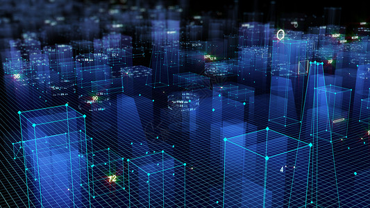 矩阵3D从网络空间和信息存储中的数据向抽象技术数字城市展示信息空间存储中的抽象技术形电脑背景图片