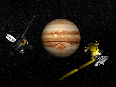 月亮经过勘探宇宙中木星旁边的伽利略和卡西尼航天器美国局提供的这一图像要素技术高清图片素材
