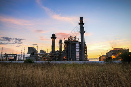 生态技术煤气在清晨将发电厂合在一起机图片
