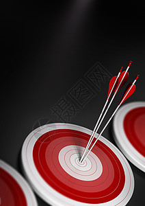 镶嵌效果箭头许多蓝色目标和三个到达第一中心的箭头具有模糊效果的图像A4垂直格式目标市场战略营销或商业竞争优势概念商业目标市场策略工作垂直的好背景