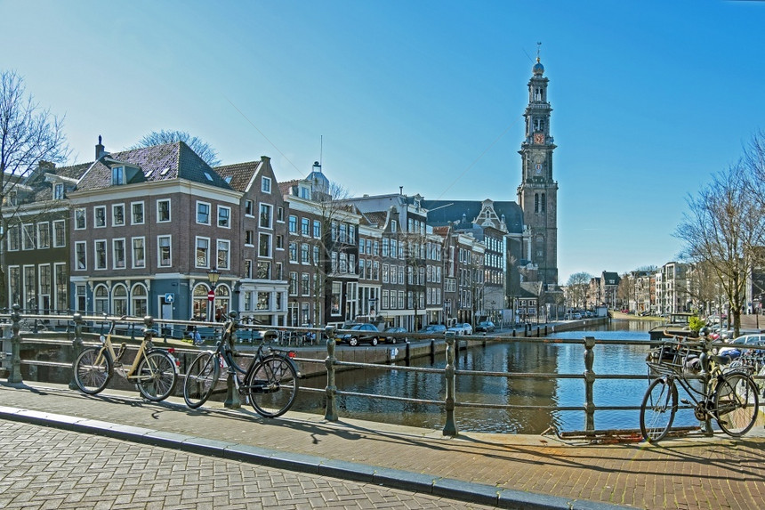 塔阿姆斯特丹市风景和荷兰的威斯特克水平天空图片