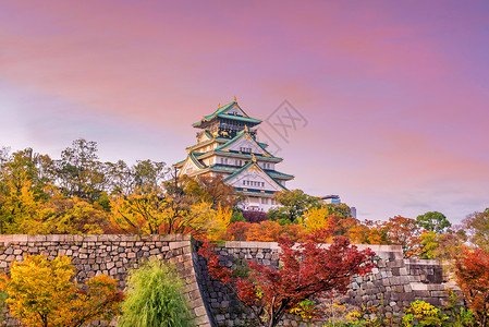 日本大阪秋天的城堡图片