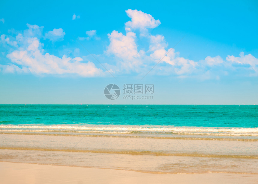 放松夏日带热海滩和蓝天空的景Tone滤色图像风景热的图片