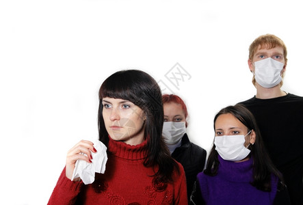猪白色的AH1N男女病人的流感互相打喷嚏年轻的卫生保健高清图片素材