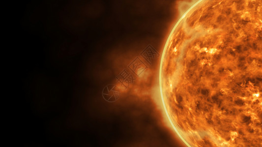 太阳耀斑行动太阳星表面与耀斑燃烧动画3D渲染等离子体明亮的设计图片