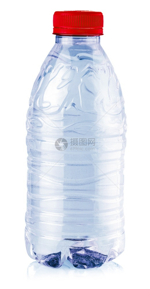 淬火一次液体孤立在白色背景上的塑料蓝瓶选择焦点孤立在白色背景上的塑料蓝瓶图片