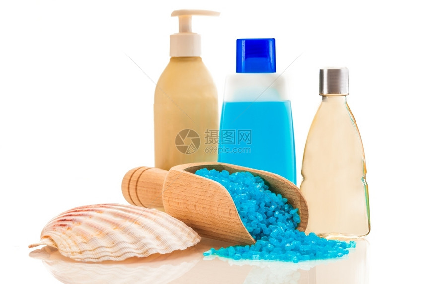 自然海盐和其他温泉产品照片皮肤护理卫生图片