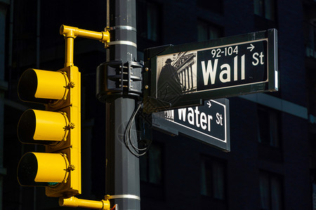 美国曼哈顿纽约市华尔街签字书交换贸易城市背景图片