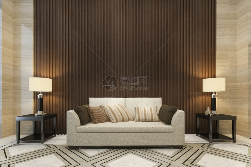 长椅优质的3d以沙发经典风格在客厅装饰木板工作室图片