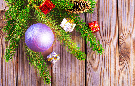 复制邀请喜庆的圣诞背景有新鲜的树林明亮木头图片