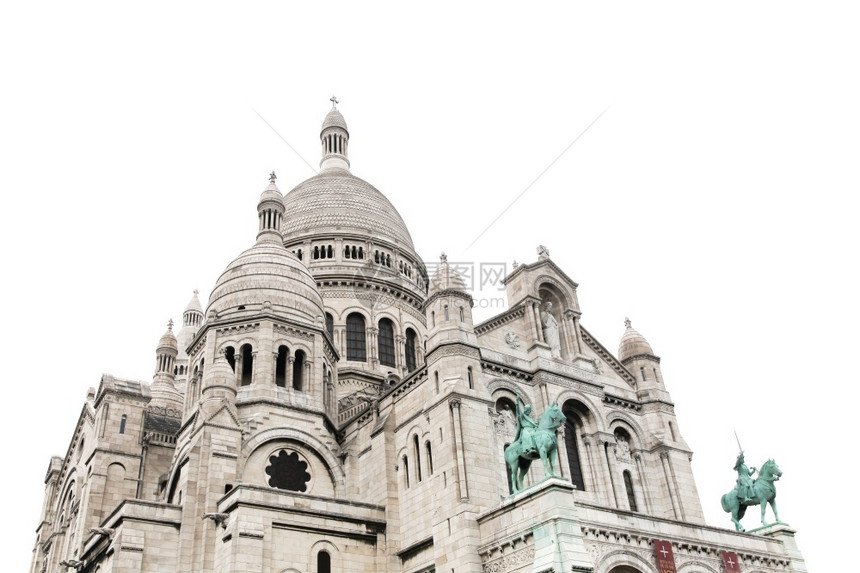 巴黎Montmartre的白色背景圣骨的心象征图片