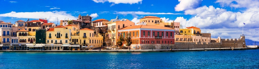 克里特岛走希腊最大的屿古老城镇Chania的克里特景色受欢迎的旅游目地标图片