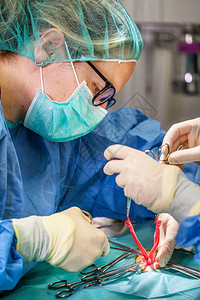 在手术室给病人做手术的外科女医生图片