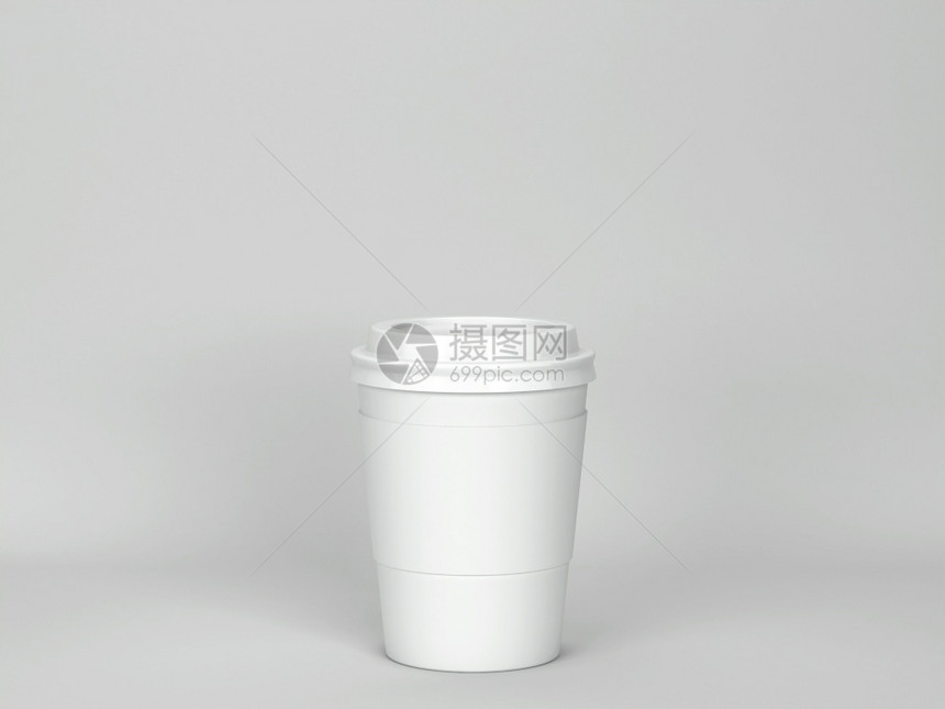 白咖啡杯模拟3d灰色背景插图白的取出覆盖图片