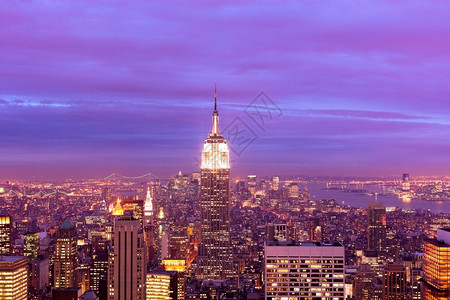 约克灯光美国纽州市曼哈顿夜空中观景区城市图片