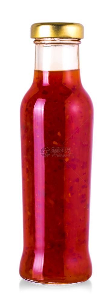香辣酱椒放在玻璃瓶里孤立在白色背景上自然塔巴斯科白色的图片