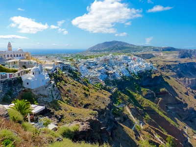 火山口绿松石景观奇幻的圣托里尼岛夏季风景希腊Cyclades图片