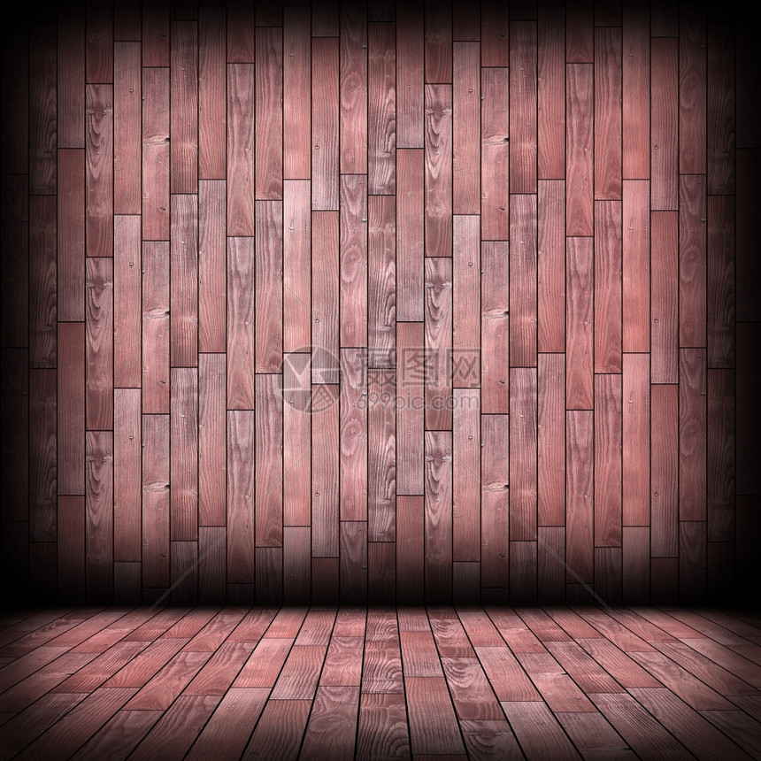 建筑空室内木房用碎板和墙壁完成的红色木板崎岖家粗糙的图片