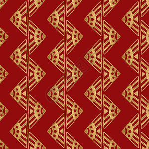 祖鲁非洲人金色的种族装饰品抽象几何背景金色齐格扎纹理手在红色民族装饰品上画无缝模式黄金抽象几何背景金色纹理种族的详细设计图片