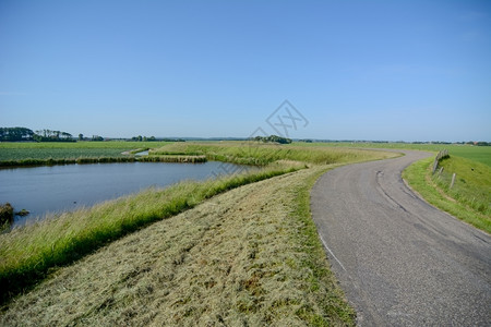 对比荷兰有堤坝和草地的荷兰风景自然高的图片