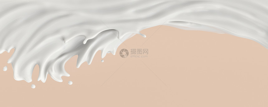 牛奶或酸喷洒3d插图早餐海浪向量图片