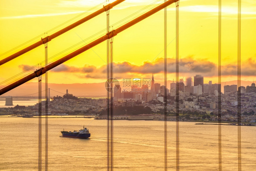 建筑学黄昏太平洋金门大桥美国加利福尼亚州旧金山日出门大桥图片