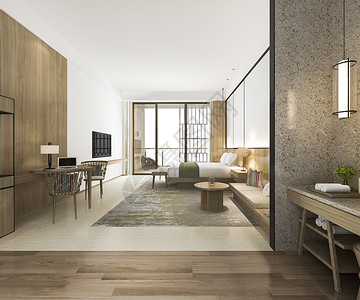 活的现代3d提供现代豪华卧室套房和浴放松图片