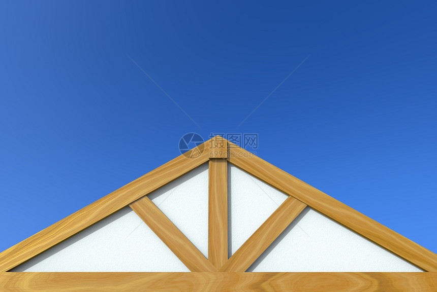 剪裁小路3d提供新的可盖屋顶木建筑工程在蓝天背景上隔开剪切路插图图片