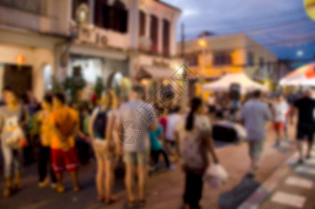 场人群啄步行游客可以用来展露夜市的布蓝节喜庆的场背景