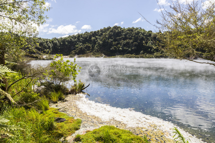 充满活力危险新西兰Waimangu火山湖的图像春天图片